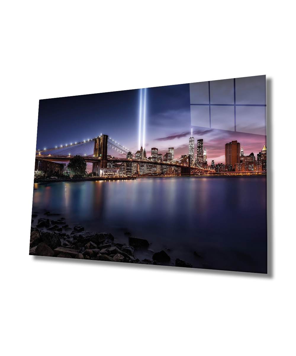 Şehir Manzaralı Cam Tablo  4mm Dayanıklı Temperli Cam, Urban Area View Glass Wall Decor