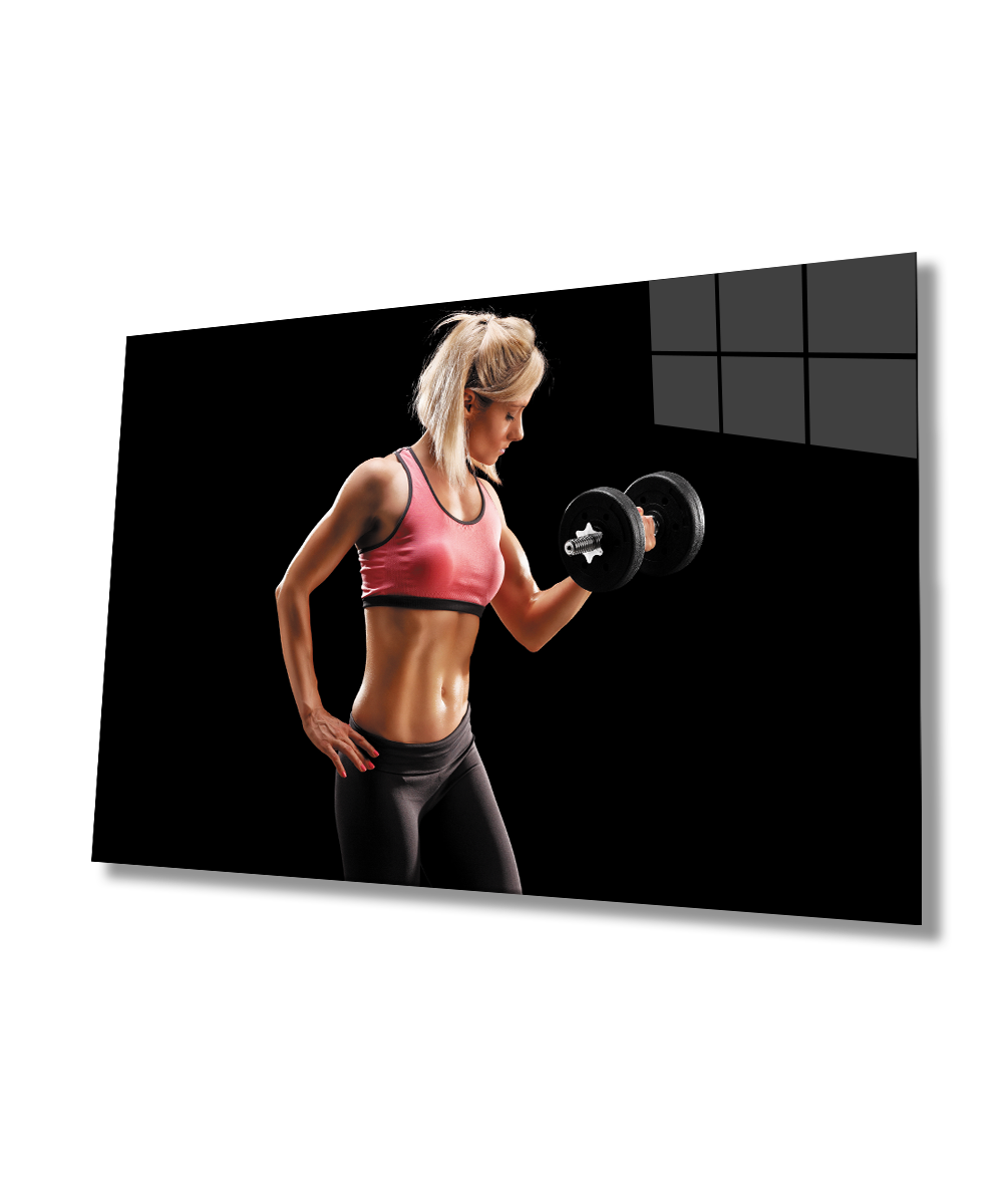 Spor Fitnes Cam Tablo  4mm Dayanıklı Temperli Cam Sports Fitness Glass Wall Art