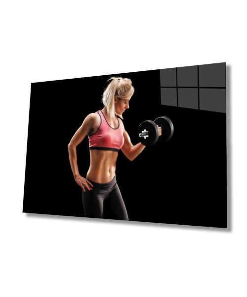 Spor Fitnes Cam Tablo  4mm Dayanıklı Temperli Cam Sports Fitness Glass Wall Art