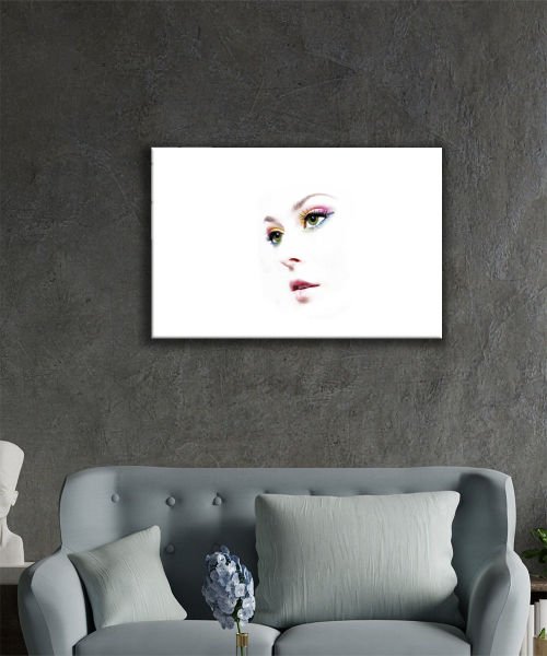 Kadınlar Sade Yüz Cam Tablo  4mm Dayanıklı Temperli Cam, Women Plain Face Glass Wall Art