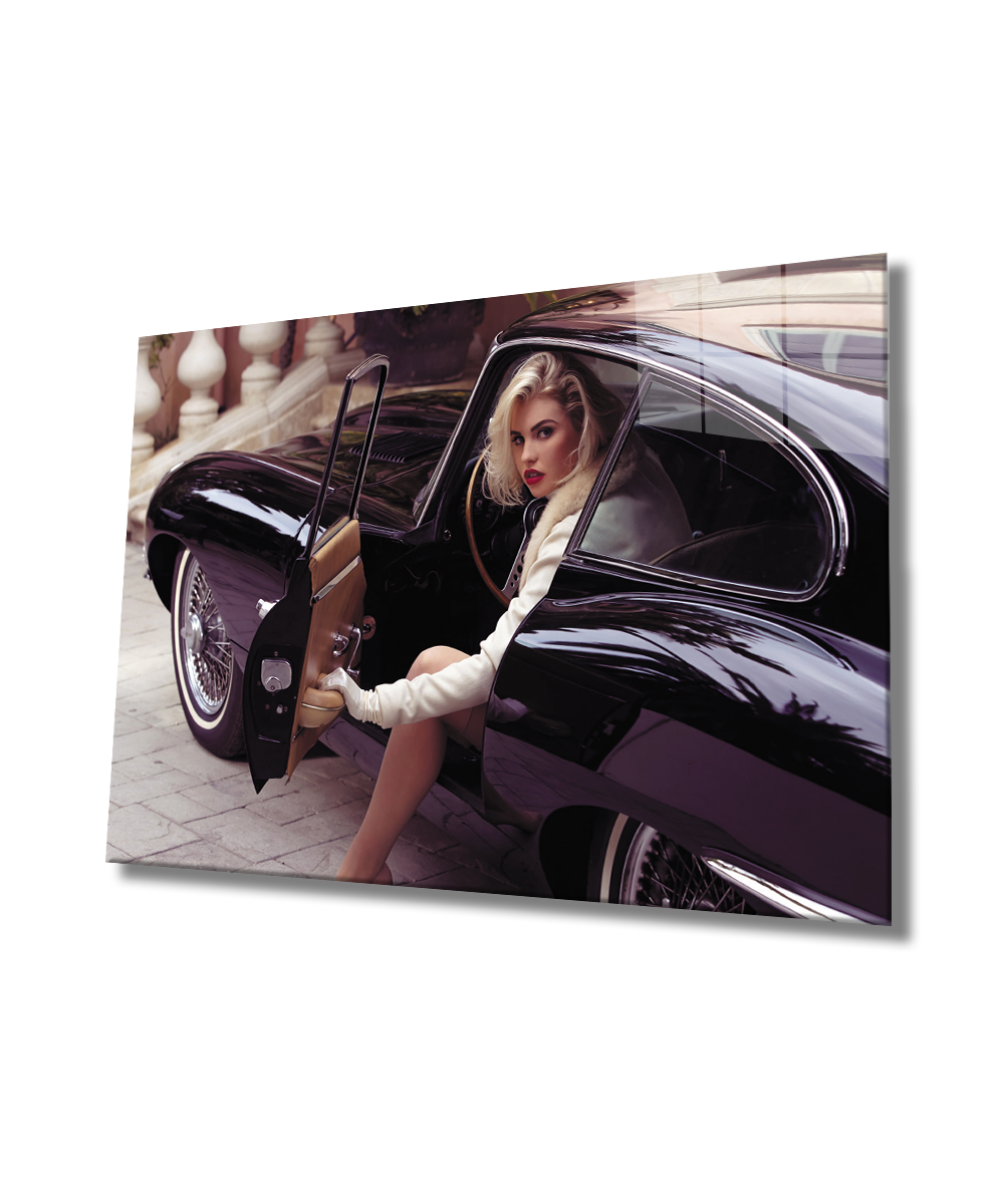 Kadınlar Modifiye Araba Cam Tablo  4mm Dayanıklı Temperli Cam,Women Modified Car Glass Wall Art