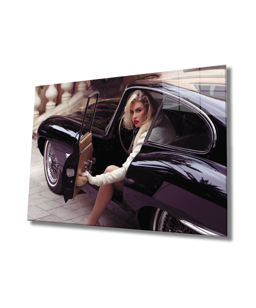 Kadınlar Modifiye Araba Cam Tablo  4mm Dayanıklı Temperli Cam,Women Modified Car Glass Wall Art