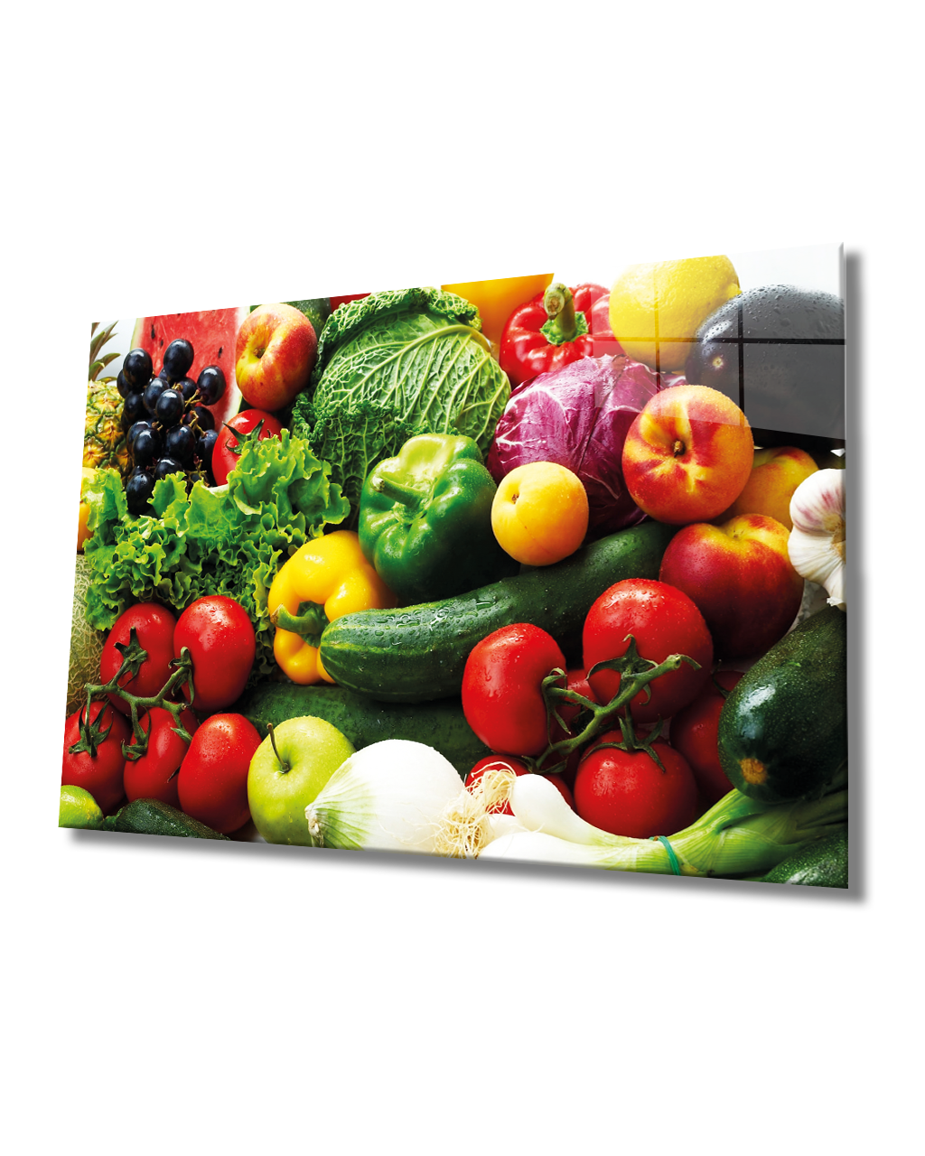 Meyve ve Sebze Cam Tablo  4mm Dayanıklı Temperli Cam, Fruits and Vegetables Glass Art