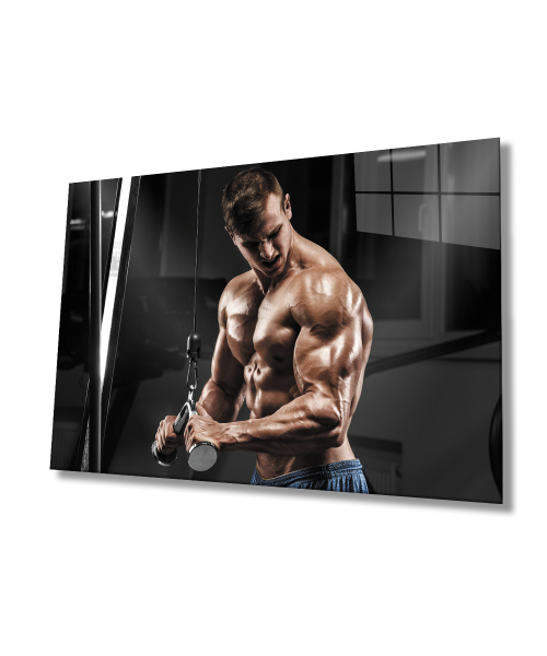 Spor Fitnes Cam Tablo  4mm Dayanıklı Temperli Cam Sports Fitness Glass Wall Art