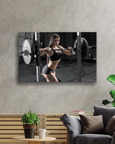 Spor Fitnes Cam Tablo  4mm Dayanıklı Temperli Cam Sports Fitness Glass Wall Art