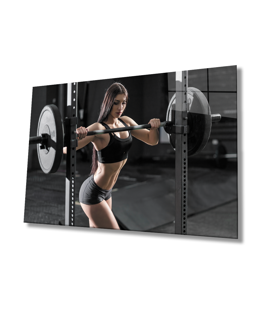 Spor Fitnes Cam Tablo  4mm Dayanıklı Temperli Cam Sports Fitness Glass Wall Art