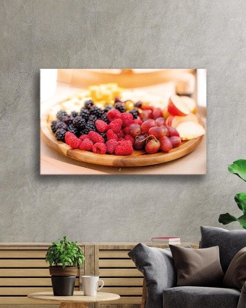 Meyve Tabağı Cam Tablo  4mm Dayanıklı Temperli Cam, Fruits Wall Art