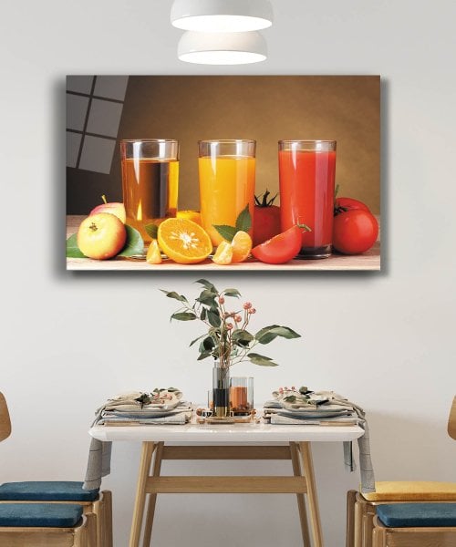 Meyve Suyu  Kokteyl Mutfak Cam Tablo  4mm Dayanıklı Temperli Cam Juice Cocktail Kitchen Glass Wall Art