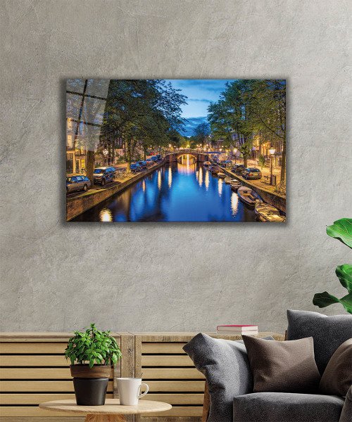 Amsterdam Cam Tablo  4mm Dayanıklı Temperli Cam, Amsterdam Glass Wall Decor