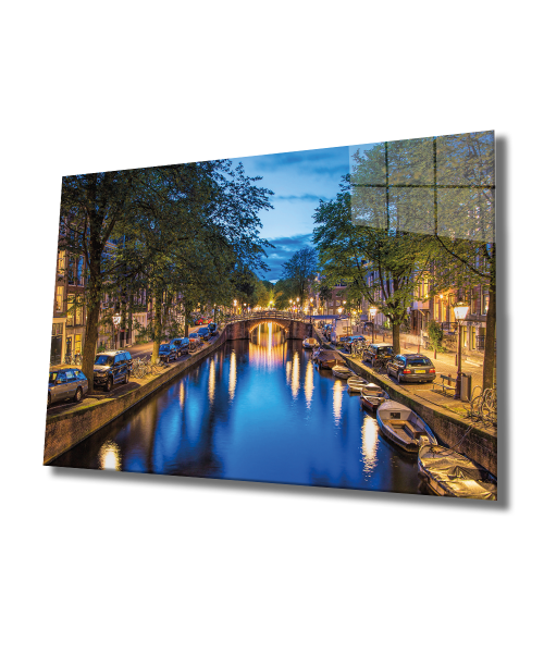 Amsterdam Cam Tablo  4mm Dayanıklı Temperli Cam, Amsterdam Glass Wall Decor