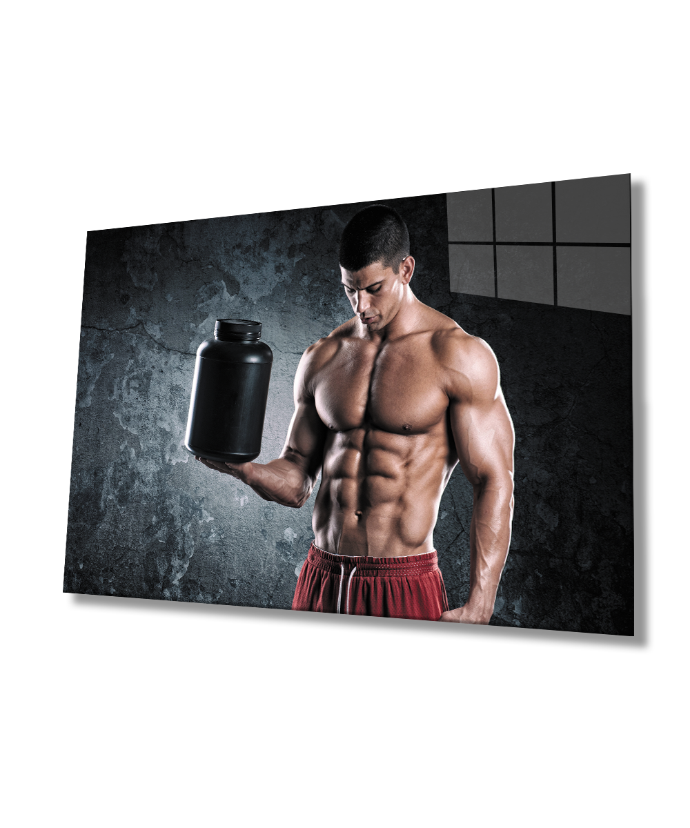 Spor Fitnes Cam Tablo  4mm Dayanıklı Temperli Cam Sports Fitness Glass Wall Art