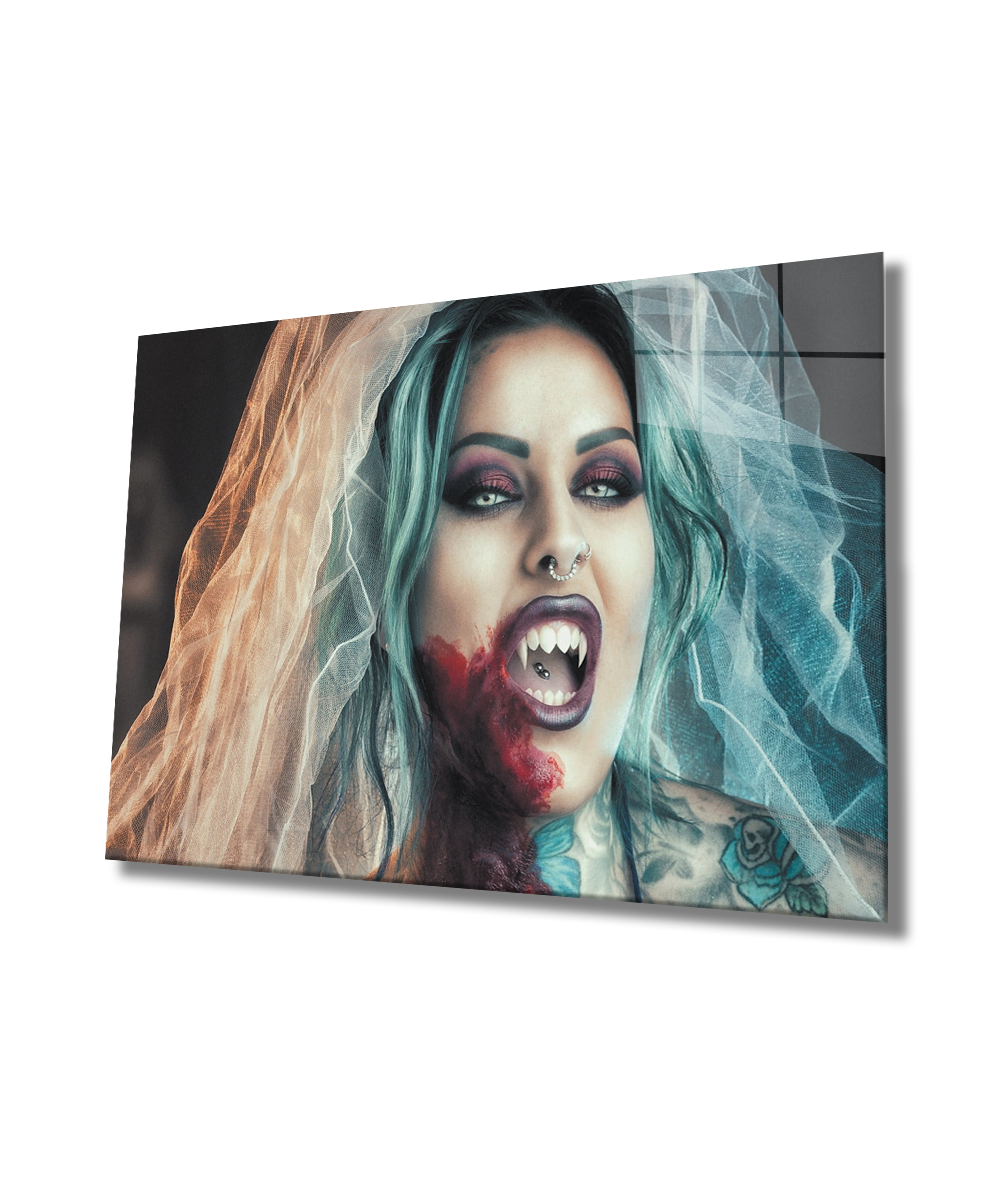 Kadınlar Vampir Gelin Cam Tablo  4mm Dayanıklı Temperli Cam,Women Vampire Bride Glass Wall Art