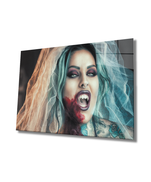 Kadınlar Vampir Gelin Cam Tablo  4mm Dayanıklı Temperli Cam,Women Vampire Bride Glass Wall Art