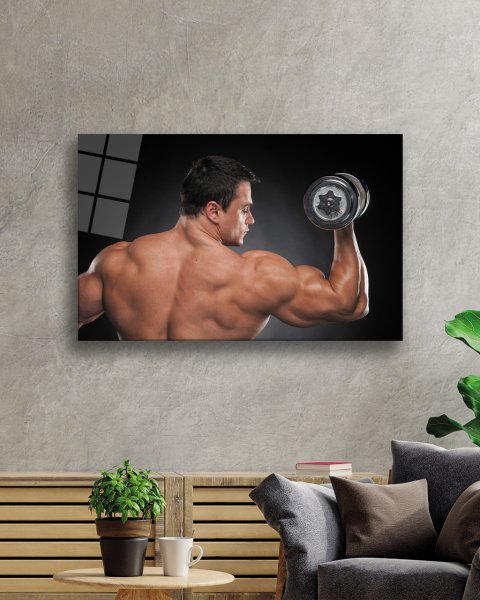 Spor Fitnes Cam Tablo  4mm Dayanıklı Temperli Cam Sports Fitness Glass Wall Art