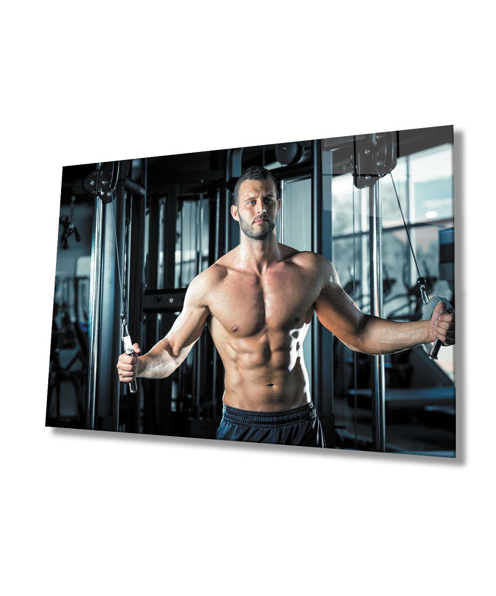 Spor Fitnes Cam Tablo  4mm Dayanıklı Temperli Cam Sports Fitness Glass Wall Art