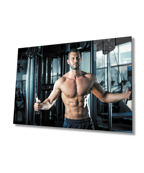 Spor Fitnes Cam Tablo  4mm Dayanıklı Temperli Cam Sports Fitness Glass Wall Art