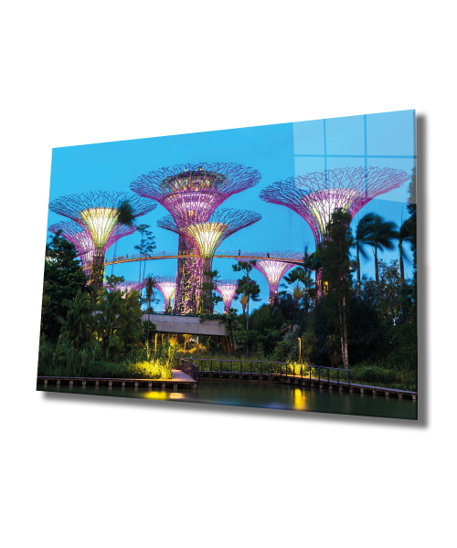 Işıklı Singapur Cam Tablo 4mm Dayanıklı Temperli Cam, Singapour Glass Wall Decor