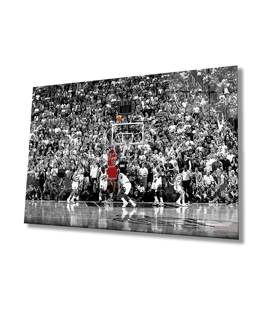 Michael Jordan Maç Sonu Şutu Cam Tablo 4mm Dayanıklı Temperli Cam