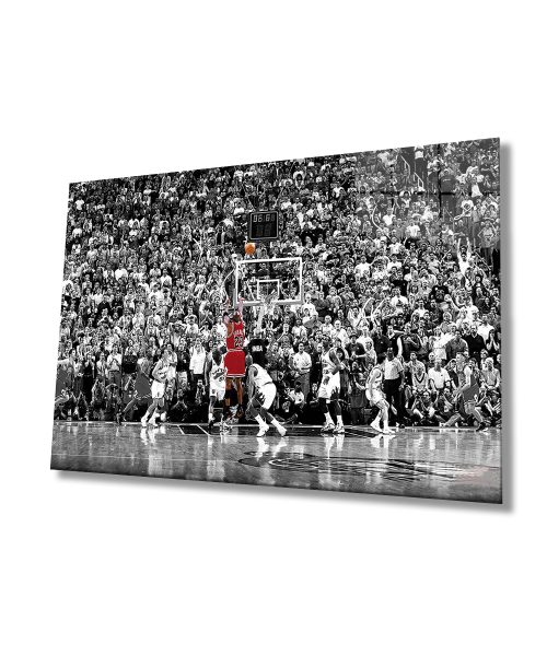 Michael Jordan Maç Sonu Şutu Cam Tablo 4mm Dayanıklı Temperli Cam