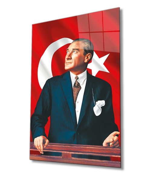 Atatürk Cam Tablo 4mm Dayanıklı Temperli Cam, Atatürk Glass Wall Art