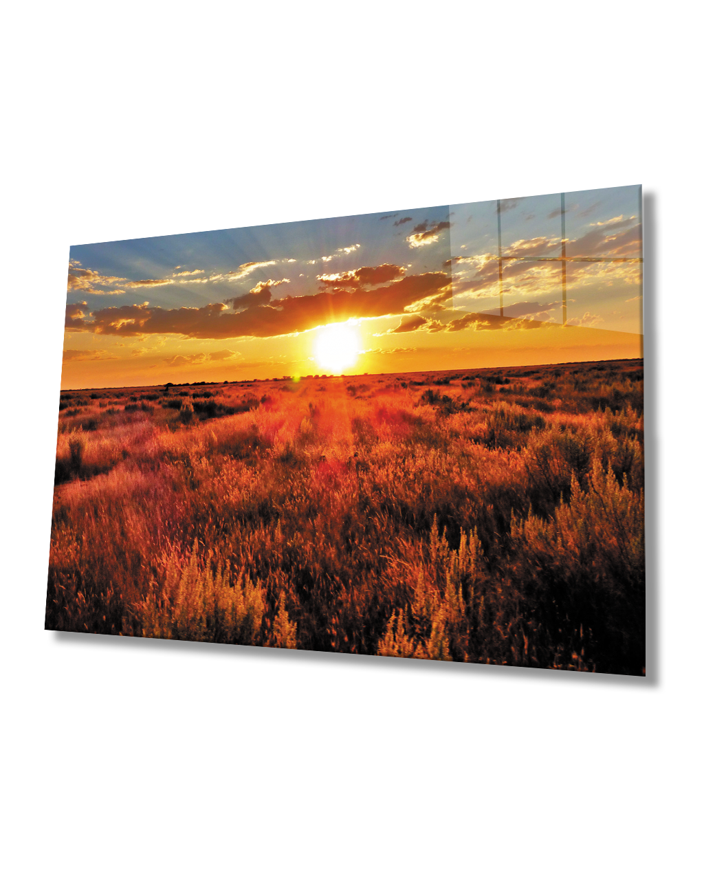 Gün Batımı Manzara Cam Tablo  4mm Dayanıklı Temperli Cam Sunset Landscape Glass Table 4mm Durable Tempered Glass