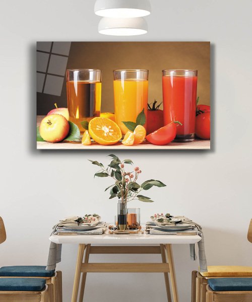 Meyve Suyu Meyveler Mutfak  Cam Tablo  4mm Dayanıklı Temperli Cam Juice Fruits Kitchen Glas Wall Art