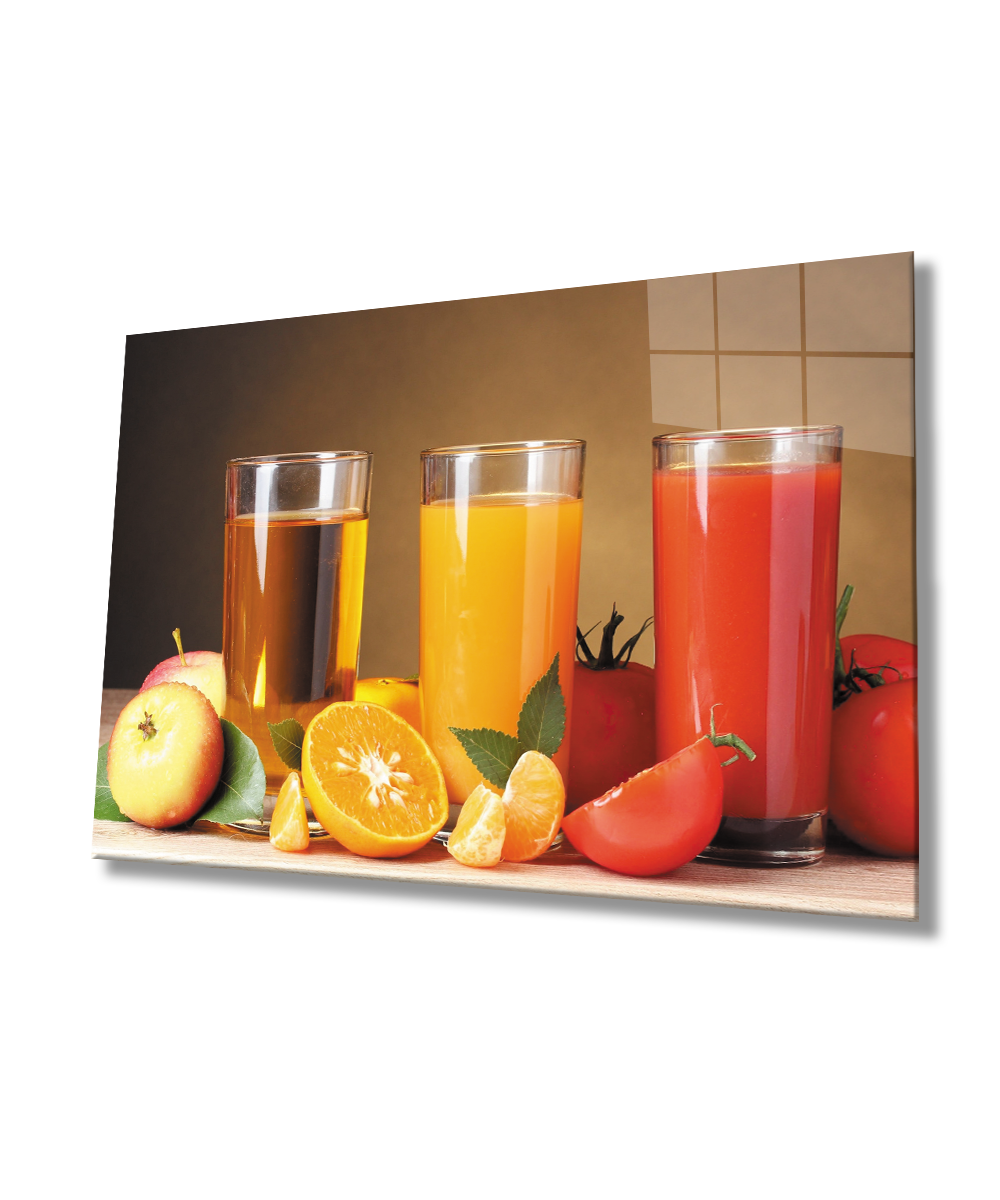 Meyve Suyu Meyveler Mutfak  Cam Tablo  4mm Dayanıklı Temperli Cam Juice Fruits Kitchen Glas Wall Art