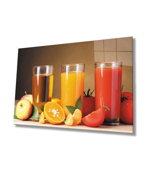 Meyve Suyu Meyveler Mutfak  Cam Tablo  4mm Dayanıklı Temperli Cam Juice Fruits Kitchen Glas Wall Art