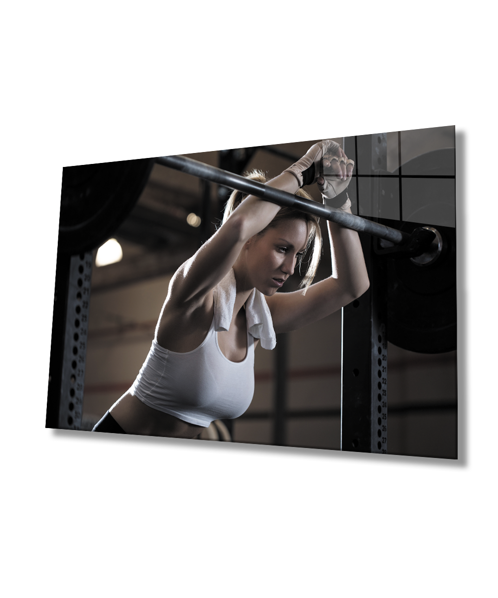 Spor Fitnes Cam Tablo  4mm Dayanıklı Temperli Cam Sports Fitness Glass Wall Art