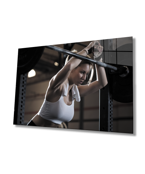 Spor Fitnes Cam Tablo  4mm Dayanıklı Temperli Cam Sports Fitness Glass Wall Art