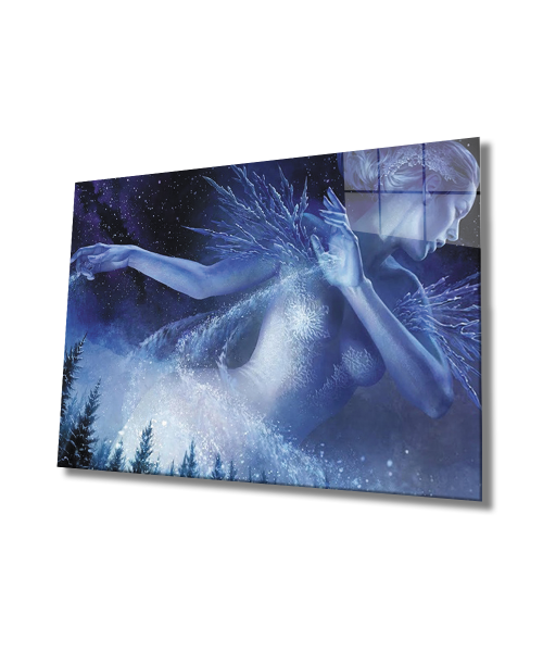 Kadınlar Fantastik Peri Kızı Cam Tablo  4mm Dayanıklı Temperli Cam, Women Fantastic Fairy Glass Wall Art