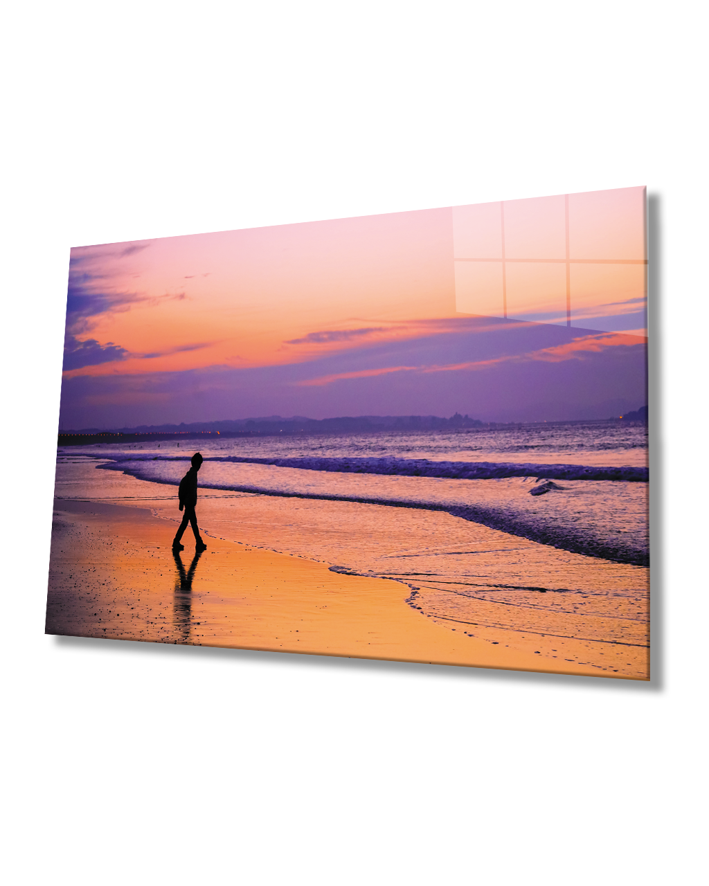 Deniz Sahil Çocuk Gün Batımı Cam Tablo  4mm Dayanıklı Temperli Cam Sea Beach Child Sunset Glass Painting 4mm Durable Tempered Glass