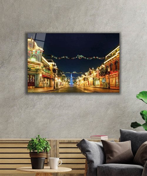 Şehir Manzara Cam Tablo  4mm Dayanıklı Temperli Cam, City View Glass Wall Decor