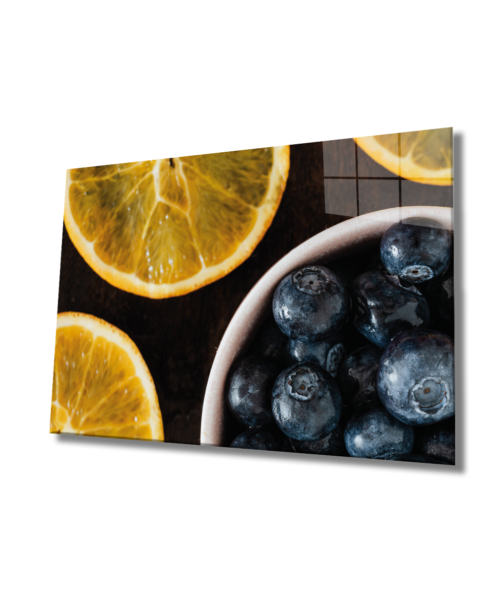 Limon Zeytin Cam Tablo  4mm Dayanıklı Temperli Cam, Lemon Olive Glass Wall Decor