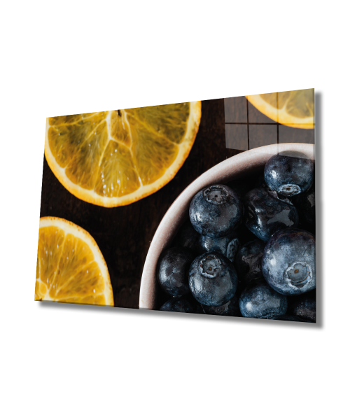 Limon Zeytin Cam Tablo  4mm Dayanıklı Temperli Cam, Lemon Olive Glass Wall Decor