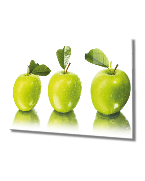 Yeşil Elma Cam Tablo  4mm Dayanıklı Temperli Cam, Green Apple Glass Wall Art