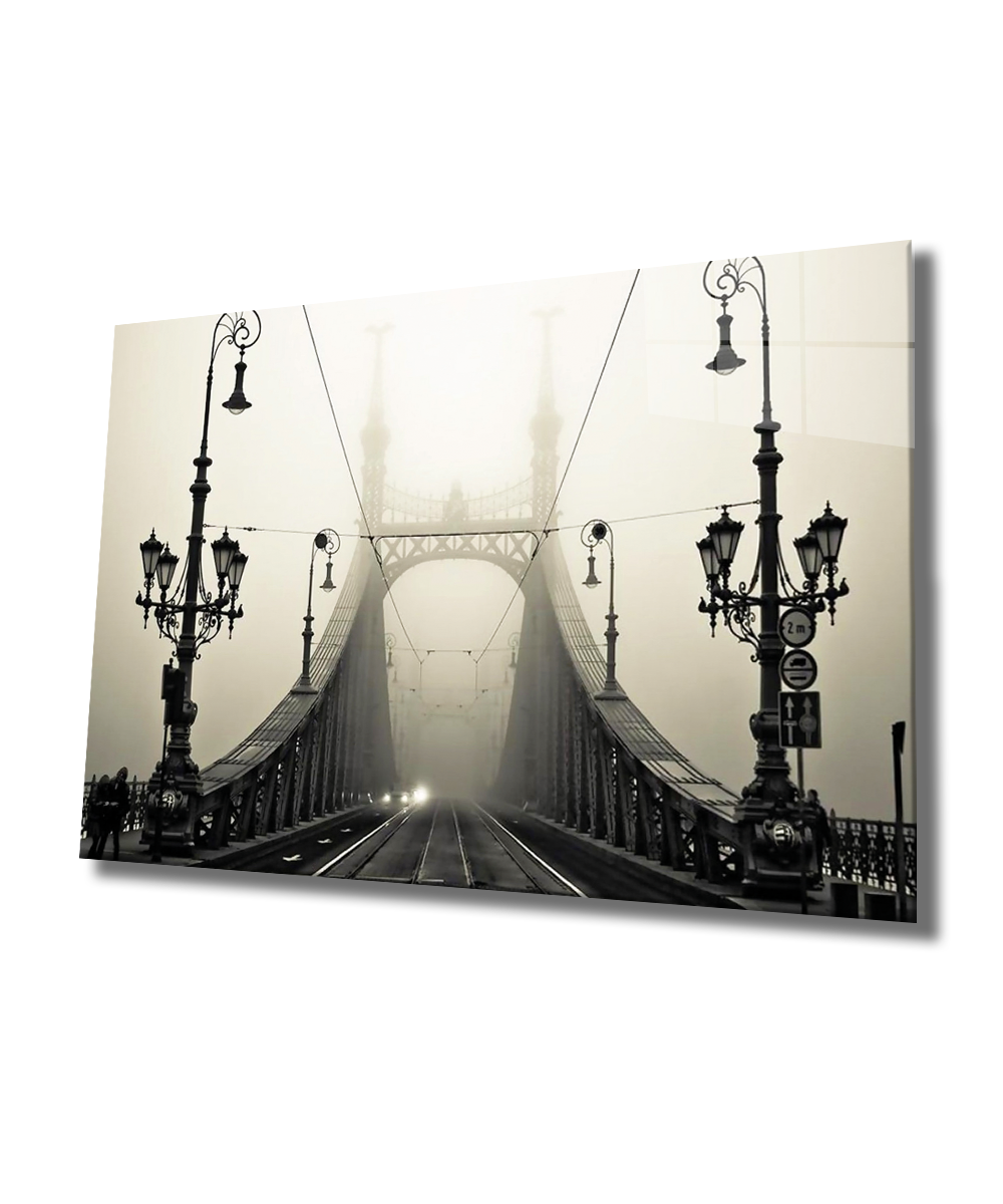 Eski Köprü Cam Tablo  4mm Dayanıklı Temperli Cam, Old Bridge Glass Wall Decor