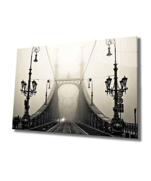 Eski Köprü Cam Tablo  4mm Dayanıklı Temperli Cam, Old Bridge Glass Wall Decor