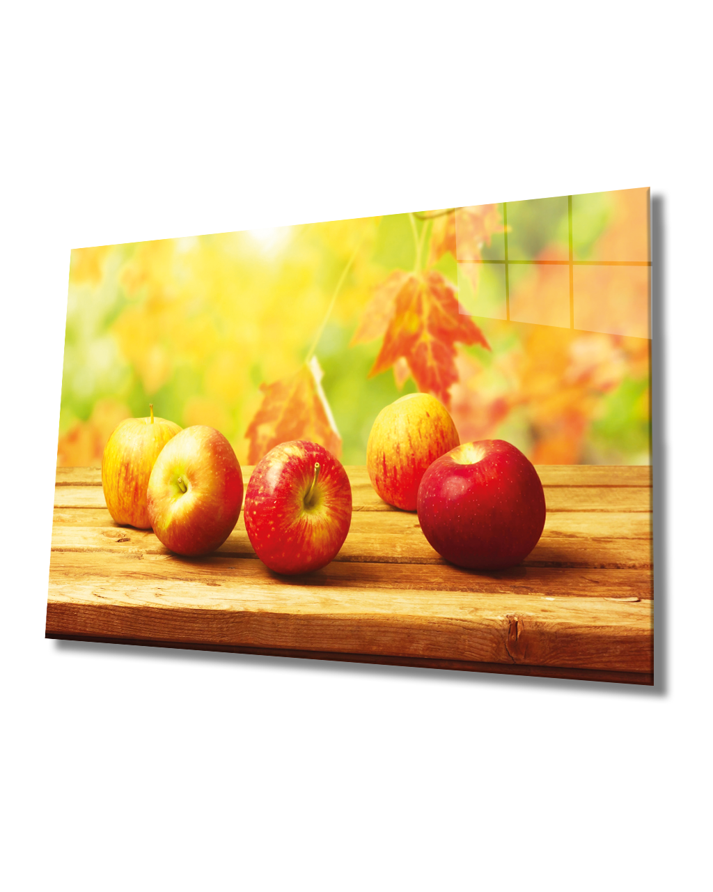 Kırmız Elmalar Cam Tablo  4mm Dayanıklı Temperli Cam, Red Apples Glass Wall Decor
