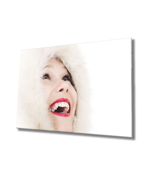 Kadınlar Beyaz Mutluluk Cam Tablo  4mm Dayanıklı Temperli Cam,Women White  Happiness