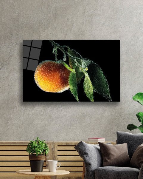 Şeftali Cam Tablo  4mm Dayanıklı Temperli Cam, Peaches Glass Wall Art