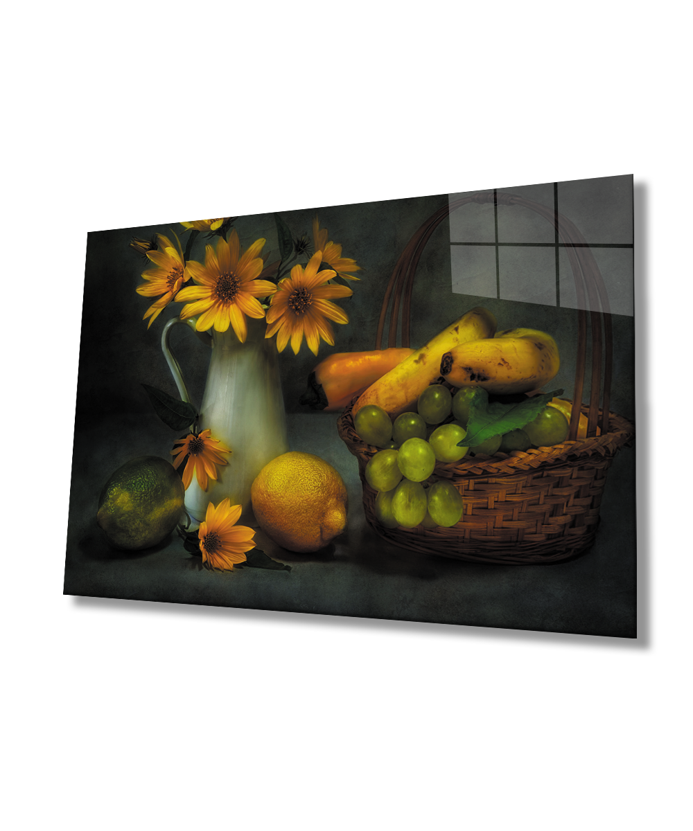 Meyve Natürmort Mutfak  Cam Tablo  4mm Dayanıklı Temperli Cam Fruit Still Life Kitchen Glass Wall Art