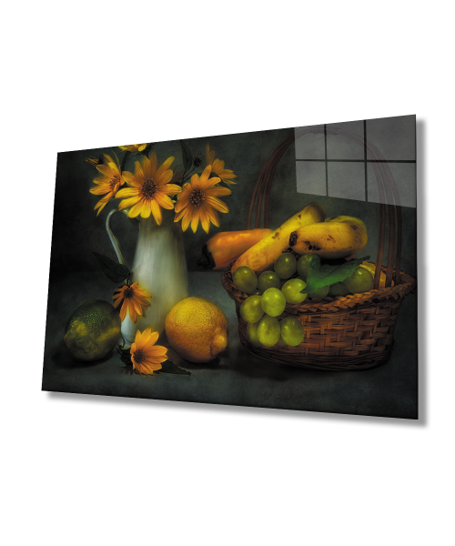 Meyve Natürmort Mutfak  Cam Tablo  4mm Dayanıklı Temperli Cam Fruit Still Life Kitchen Glass Wall Art