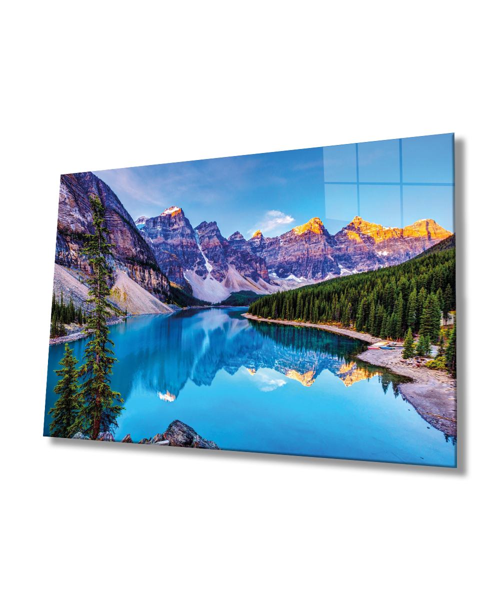 Dağ Yansıma Manzara Cam Tablo  4mm Dayanıklı Temperli Cam Mountain Reflection Landscape Glass Table 4mm Durable Tempered Glass