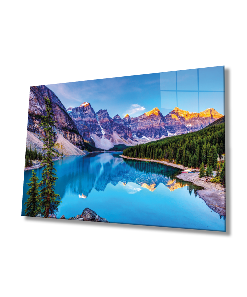 Dağ Yansıma Manzara Cam Tablo  4mm Dayanıklı Temperli Cam Mountain Reflection Landscape Glass Table 4mm Durable Tempered Glass