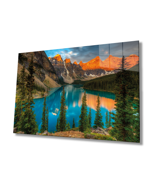 Dağ Yansıma Manzara Cam Tablo  4mm Dayanıklı Temperli Cam Mountain Reflection Landscape Glass Table 4mm Durable Tempered Glass