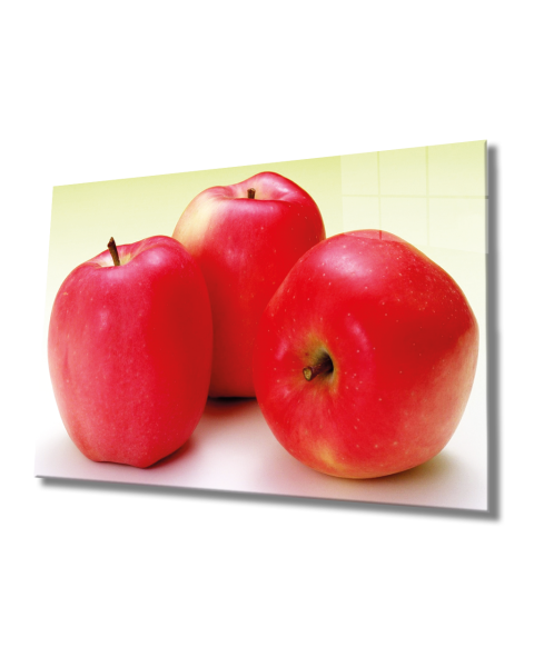 Kırmızı Elmalar Cam Tablo  4mm Dayanıklı Temperli Cam, Red Apple Glass Wall Art