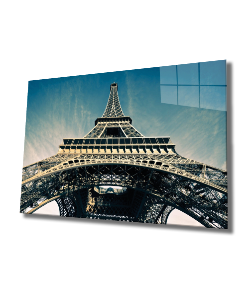 Paris Eyfel Kulesi Cam Tablo  4mm Dayanıklı Temperli Cam, Eiffel Glass Wall Decor
