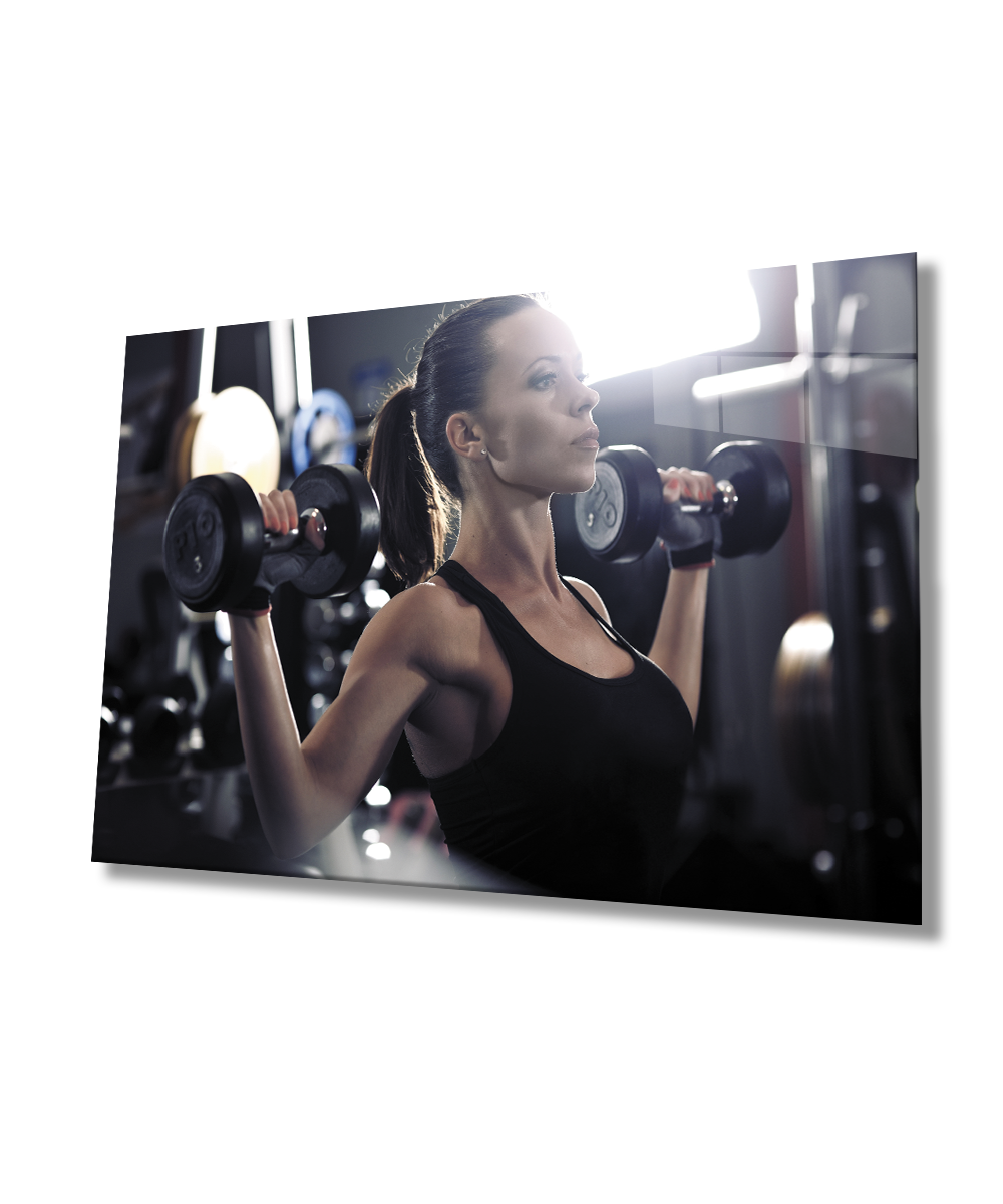 Spor Fitnes Cam Tablo  4mm Dayanıklı Temperli Cam Sports Fitness Glass Wall Art