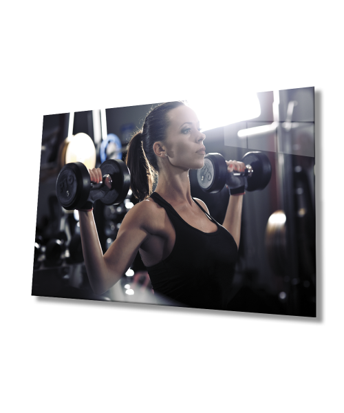 Spor Fitnes Cam Tablo  4mm Dayanıklı Temperli Cam Sports Fitness Glass Wall Art